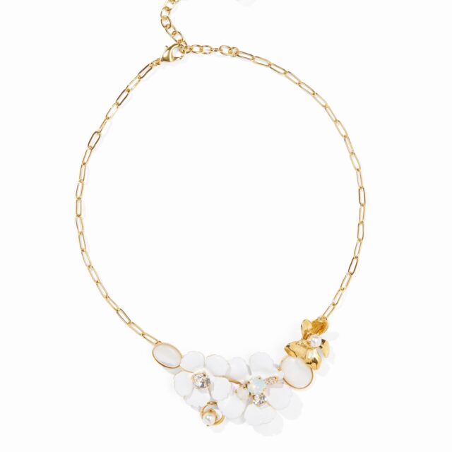 COLLIER 2 FLEURS ISCHIA BLANC