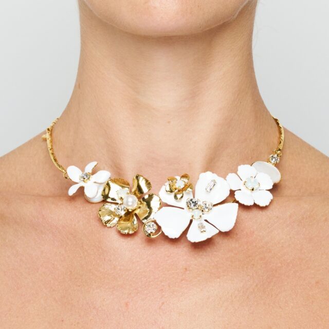 COLLIER 4 FLEURS ISCHIA BLANC