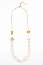 COLLIER PERLES & FLEURS ISCHIA BLANC