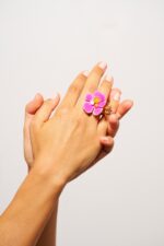 BAGUE DOUBLE FLEURS ISCHIA PINK