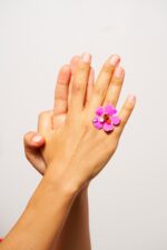BAGUE GM FLEURS ISCHIA PINK