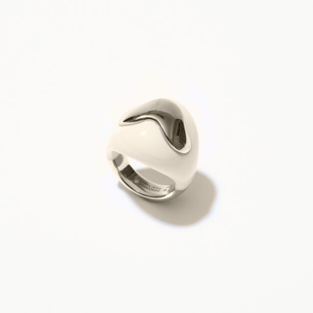 BAGUE WAVES AGT BLANC