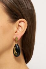 BO CLOU PENDENTIF WAVES DORE NOIR