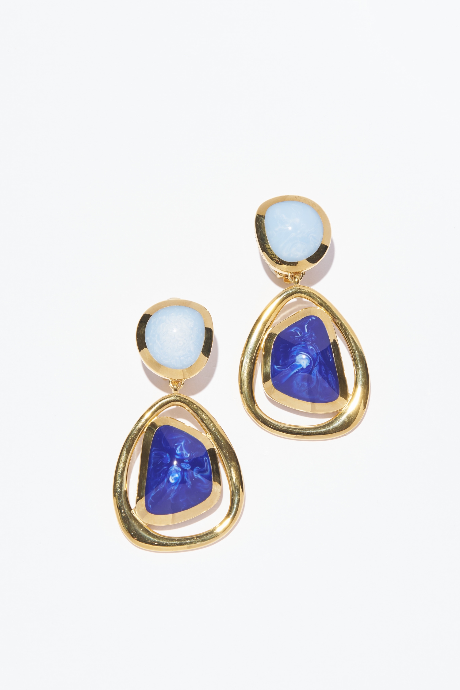 RIV14-BLEU-1 BOUCLES D'OREILLES CLIPS BLEU