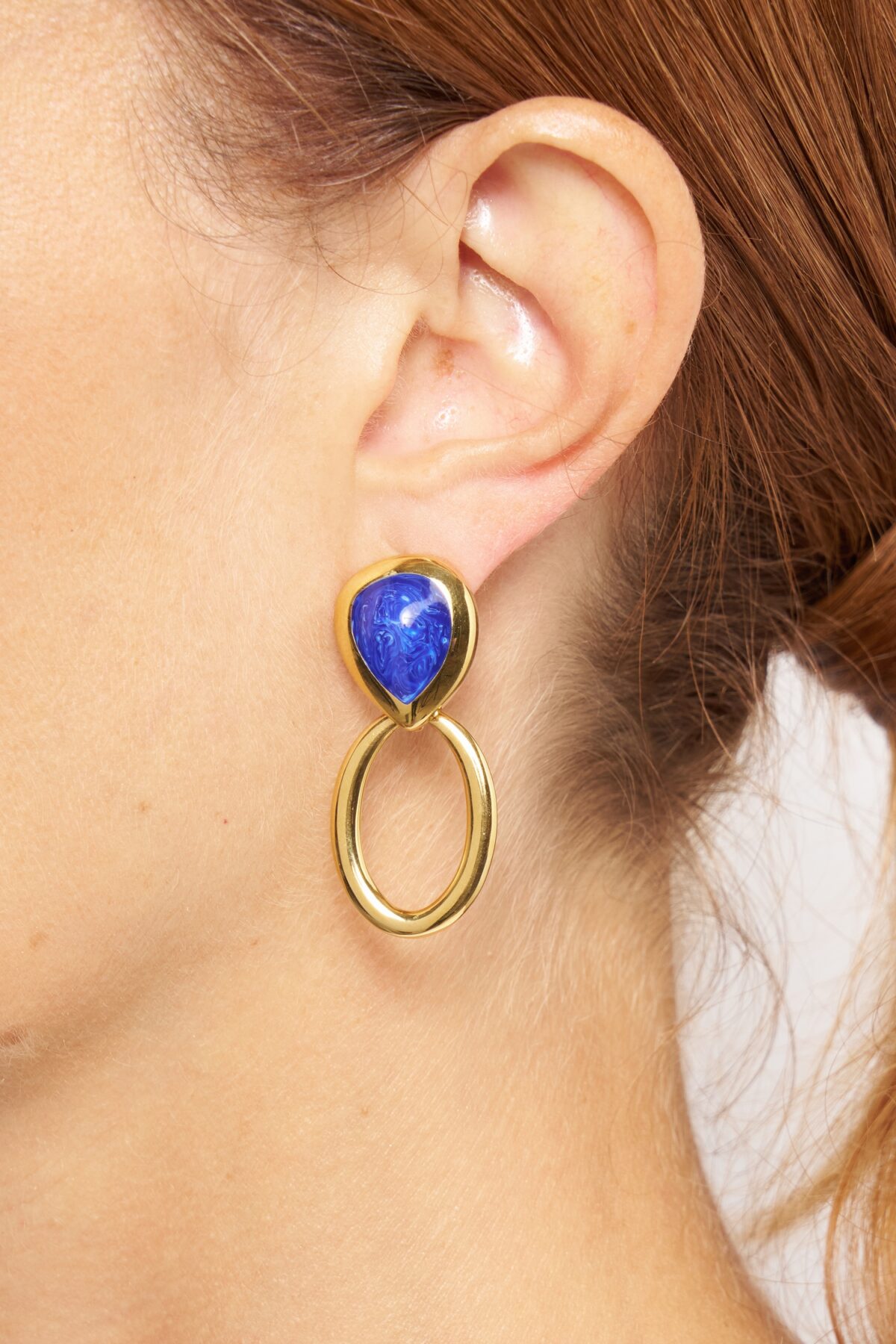 BOUCLES D'OREILLES CLOUS BLEU