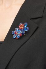 BROCHE DOUBLE FLEUR SOFIA BLEU