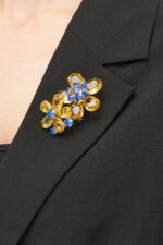 BROCHE DOUBLE FLEUR SOFIA JAUNE