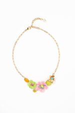 COLLIER 2 FLEURS ISCHIA ROSE VERT