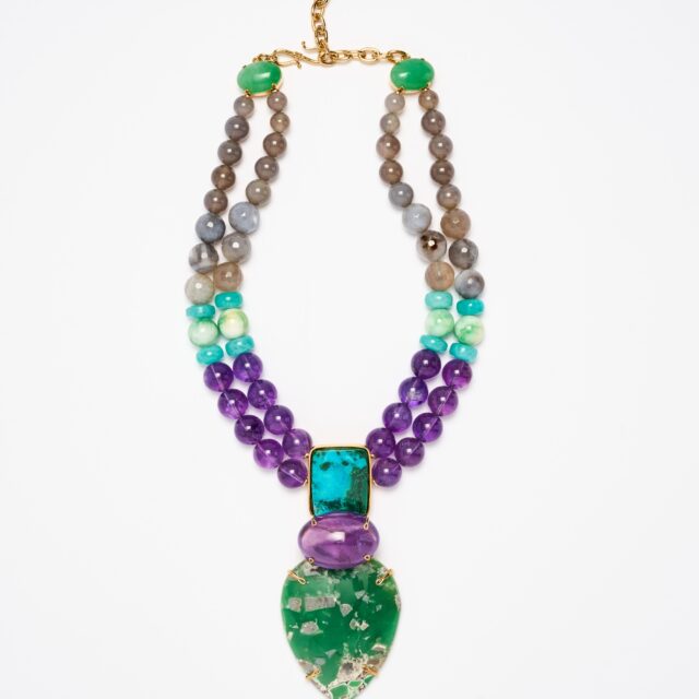 COLLIER AMETHYSTE JADE TURQUOI .