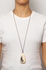 COLLIER CHAINE PENDENTIF WAVES AGT BLANC
