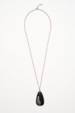 COLLIER CHAINE PENDENTIF WAVES AGT NOIR