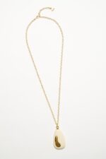 COLLIER CHAINE PENDENTIF WAVES DORE BLANC