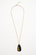 COLLIER CHAINE PENDENTIF WAVES DORE NOIR