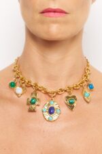 COLLIER CHARMS NEW GEMS BLEU/VERT
