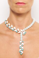 COLLIER CRAVATE CROISETTE TURQ