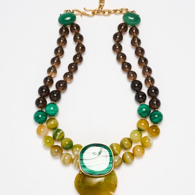 COLLIER DOUBLE PIERRES DURES