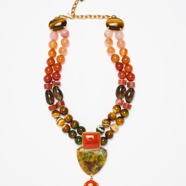 COLLIER DOUBLE RANG CORNALINE