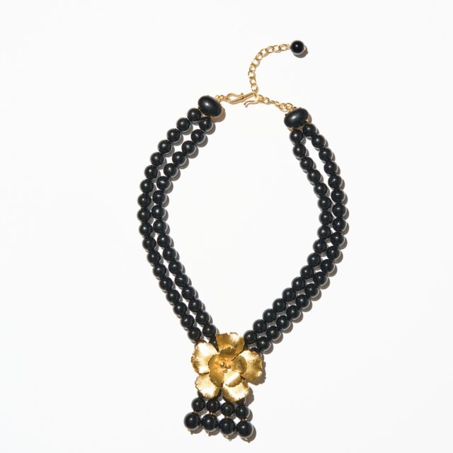 COLLIER DOUBLE RANGS MAGNOLIA NOIR