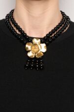 COLLIER DOUBLE RANGS MAGNOLIA NOIR