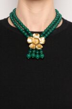 COLLIER DOUBLE RANGS MAGNOLIA VERT