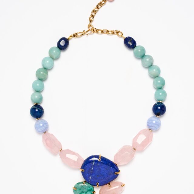 COLLIER LAPIS CALCEDOINE .