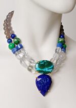 COLLIER MALACHITE CHRYSOCOLE .