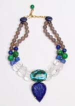 COLLIER MALACHITE CHRYSOCOLE .