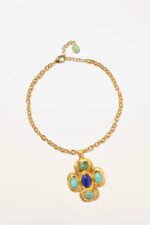 COLLIER MEDAILLON NEW GEMS BLEU/VERT