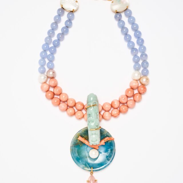 COLLIER QUARTZ ROSE CORAIL .