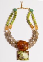 COLLIER QUARTZ RUTILE AMBRE .