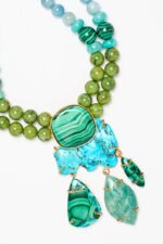 COLLIER TURQUOISE MALACHITE .
