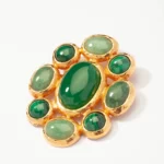 broche bijoux fantaisie aventurine, malachite et agate verte gems