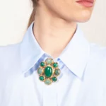 broche bijoux fantaisie aventurine, malachite et agate verte gems porté