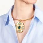 collier torque bijoux fantaisie aventurine et agate verte gems porté