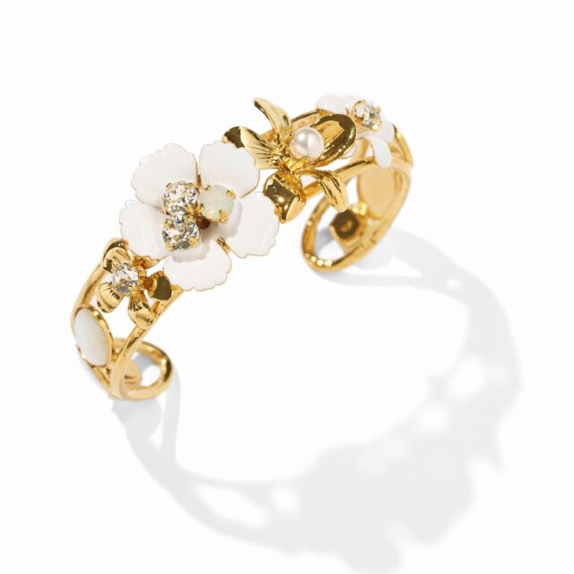 MANCHETTE PM FLEURS ISCHIA BLANC